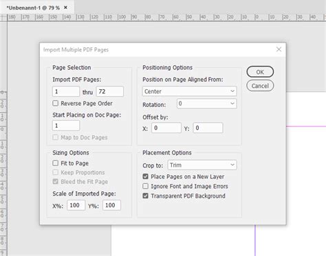 Placing a multiple page PDF into InDesign .